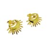 Gold plated 925 sterling silver eye-shaped stud earrings with sunray design