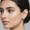 Larimar Gemstone Stud Jewellery Wearing Model