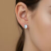 Moonstone Gemstone Studs Jewellery Wearing Model