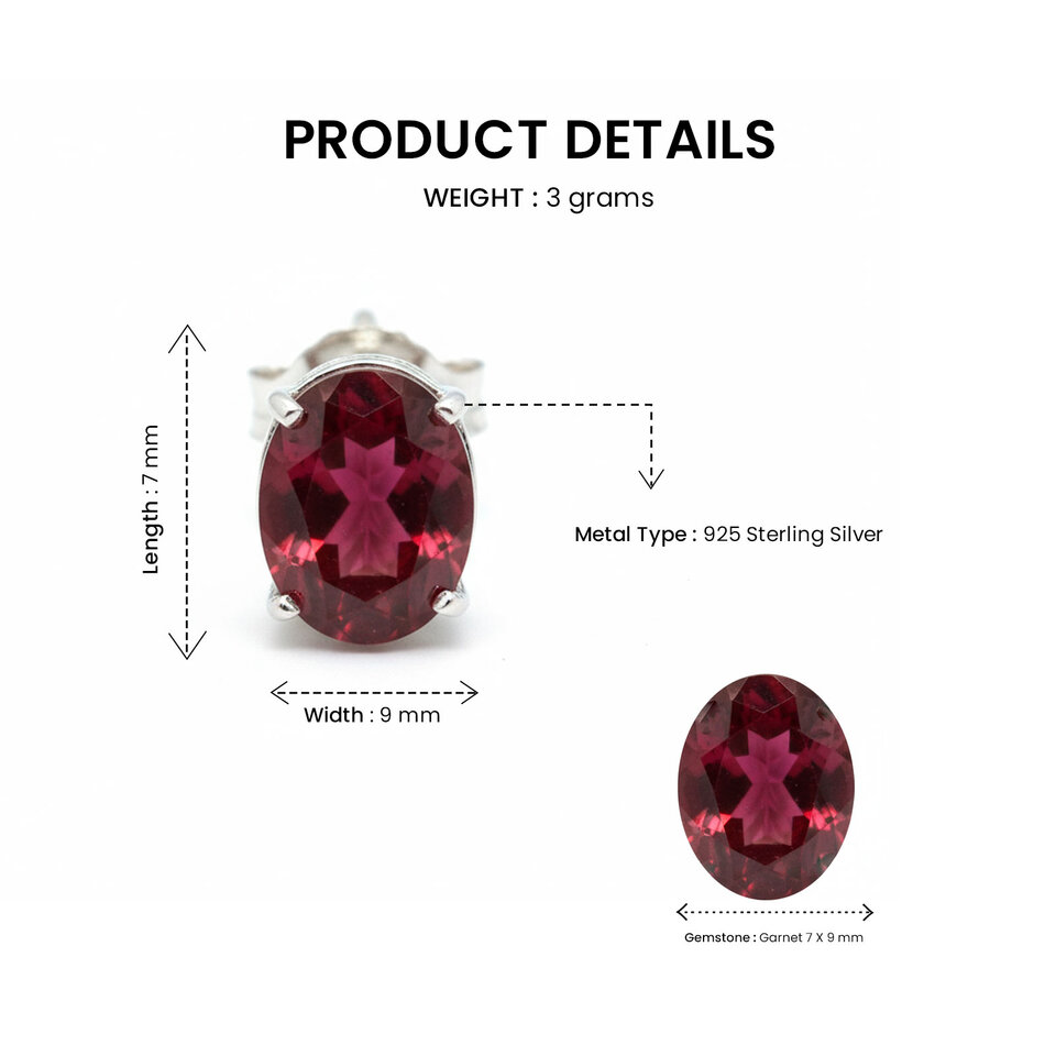 Garnet Gemstone Studs Jewellery