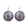 Round floral earrings with turquoise and lapis lazuli inlay
