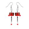 Prayer wheel earrings with coral inlay