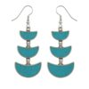 Silver-plated brass triple crescent turquoise inlay drop earrings
