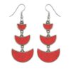 Silver-plated brass triple crescent coral inlay dangle earrings