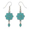Silver-plated brass turquoise inlay floral drop dangle earrings