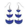Silver-plated brass triple crescent lapis lazuli inlay dangle earrings