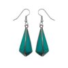Handmade geometric drop earrings with turquoise stone inlay and silver-tone hooks