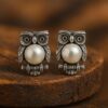 Owel Design Pearl Gemstone Stud Earring Jewellery