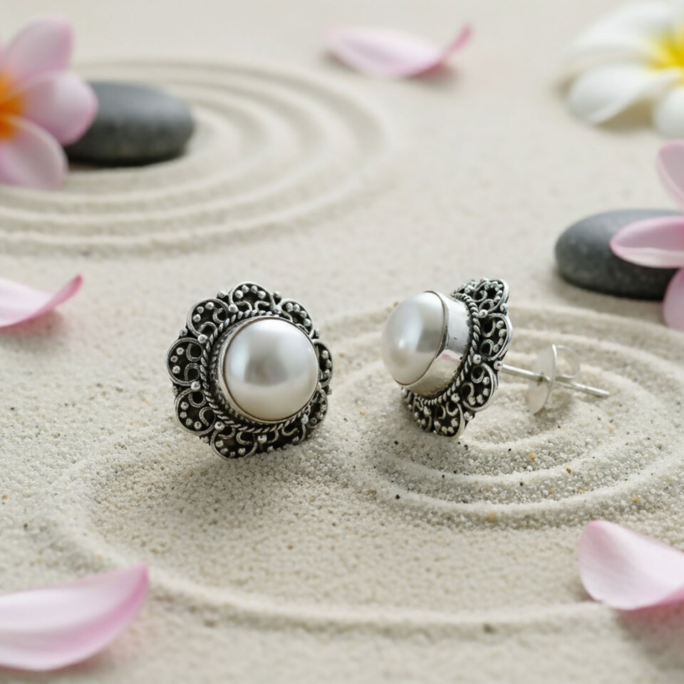 Pearl Gemstone Stud Jewellery