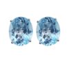 Blue topaz oval stud earrings in silver prong setting