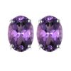 Amethyst oval stud earrings in silver prong setting
