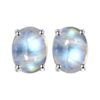 Moonstone oval stud earrings in silver prong setting