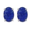 Lapis lazuli oval stud earrings in silver prong setting