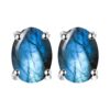 Labradorite oval stud earrings in silver prong setting