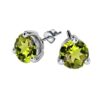 Peridot round stud earrings in 925 sterling silver prong setting