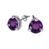 Amethyst round stud earrings in 925 sterling silver prong setting