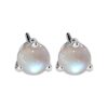 925 sterling silver stud earrings with round moonstone gemstones