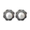 Vintage silver pearl stud earrings