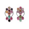 Multicolor gemstone floral stud earrings