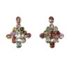 Multicolor gemstone cluster stud earrings