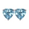 Heart-shaped blue topaz gemstone stud earrings