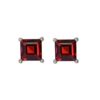 Square-cut garnet stud earrings in 925 sterling silver