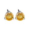 Round citrine stud earrings in a three-prong 925 sterling silver setting