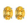 Oval yellow citrine stud earrings in a classic four-prong 925 sterling silver setting