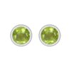 Round green peridot stud earrings in a sleek bezel setting crafted from 925 sterling silver