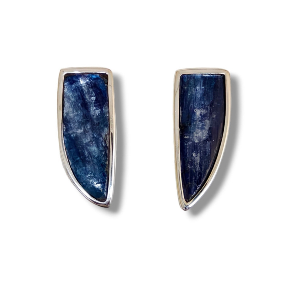 925 sterling silver blue kyanite stud earrings