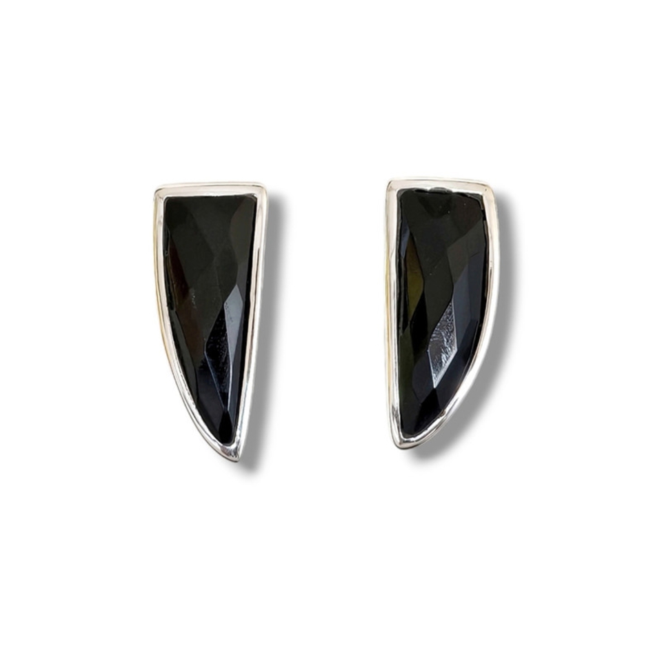 925 sterling silver black onyx stud earrings