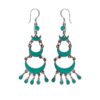 Handmade turquoise triple crescent moon dangle earrings with teardrop charms