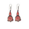 Silver-plated red coral teardrop dangle earrings