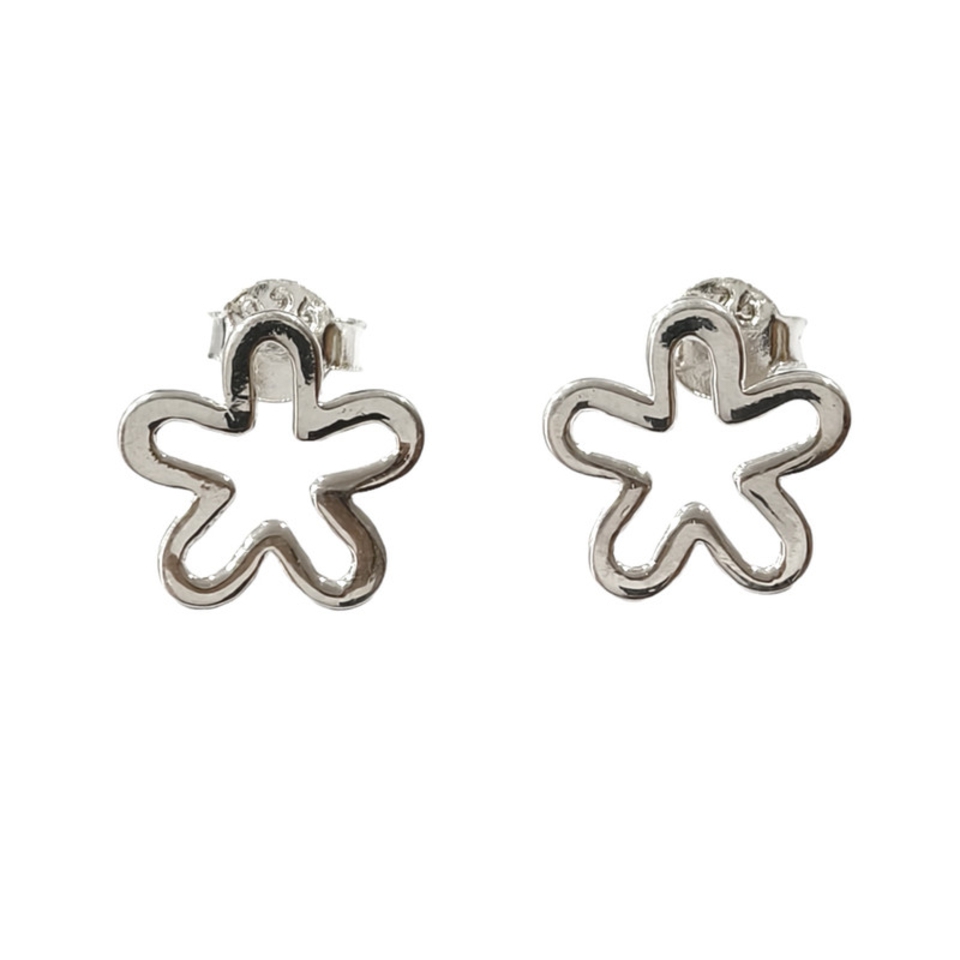925 sterling silver open flower outline stud earrings