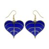 Heart leaf earrings with lapis lazuli inlay
