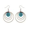 Circular spiral hoop earrings with turquoise stone inlay