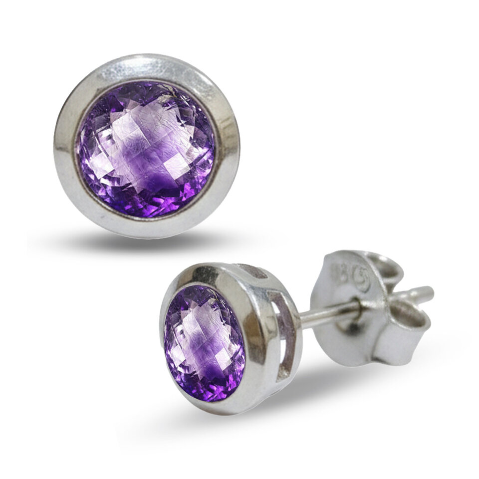 Purple Amethyst Gemstone Stud Earring Jewellery