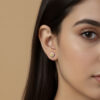 Citrine Gemstone Stud Earring wearing Model