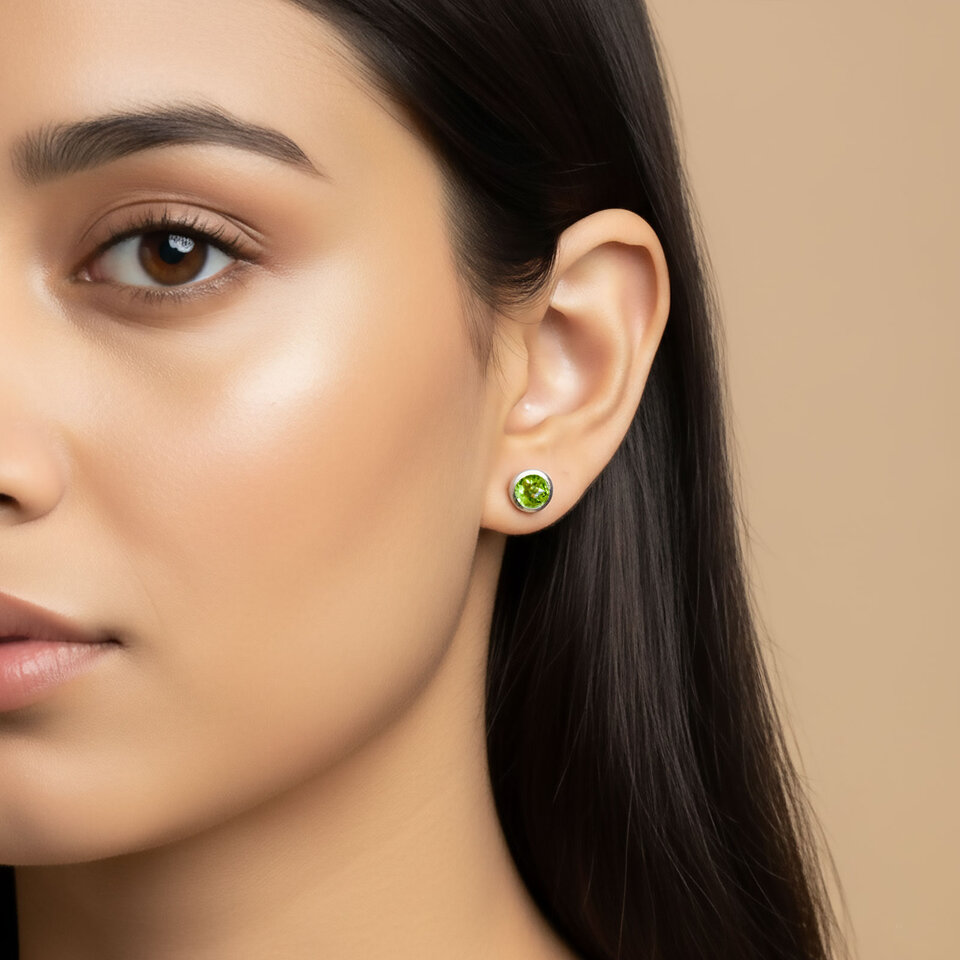 Peridot Gemstone Stud Earring Jewellery