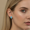 Larimar Gemstone Stud Earring Jewellery Wearing Modle
