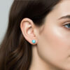 Larimar Gemstone Stud Wearing Model