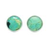 Round turquoise stud earrings in silver setting