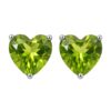 Heart-shaped green gemstone stud earrings