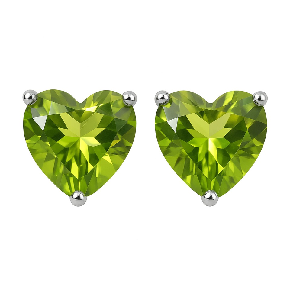 Heart-shaped green gemstone stud earrings