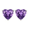 Heart-shaped amethyst gemstone stud earrings