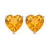 Heart-shaped citrine gemstone stud earrings