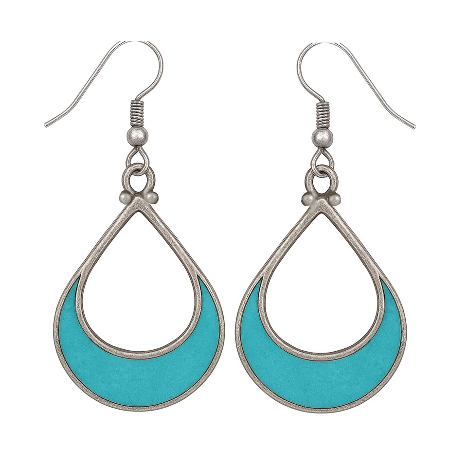 Silver-plated turquoise teardrop dangle earrings