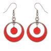 Silver-plated red coral circular dangle earrings