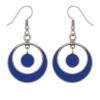 Silver-plated lapis lazuli circular dangle earrings