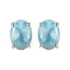 Larimar oval stud earrings in silver prong setting